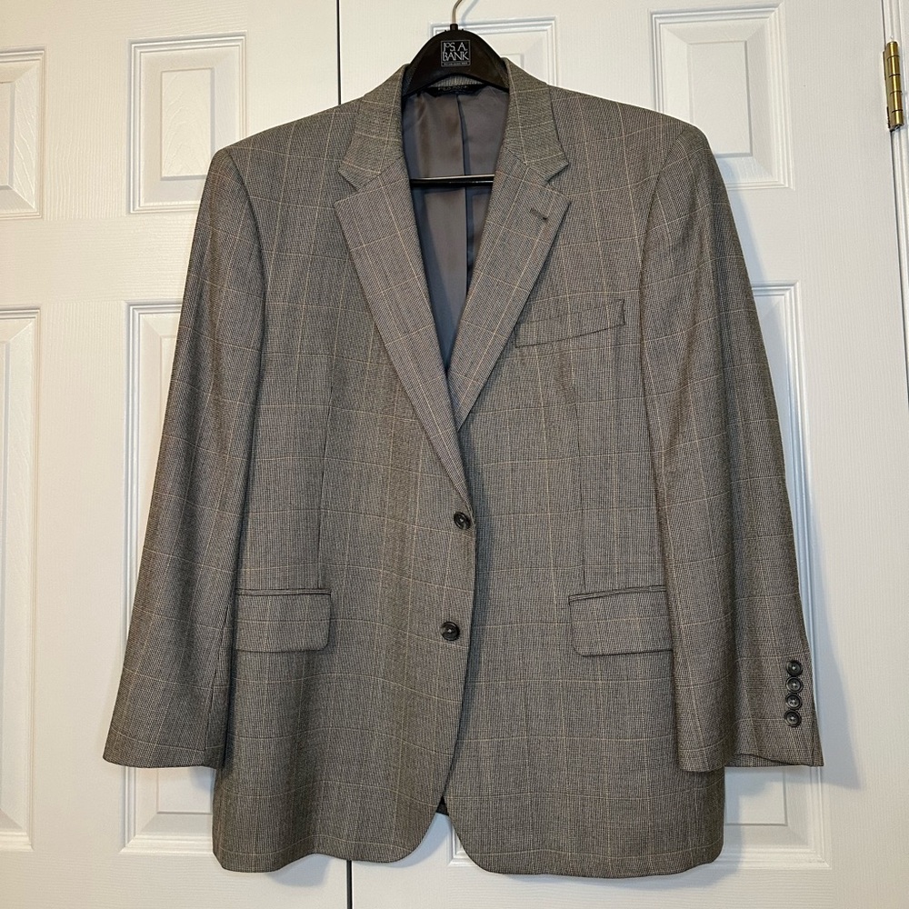 Jos. A. Bank Charcoal with Beige Plaid Blazer